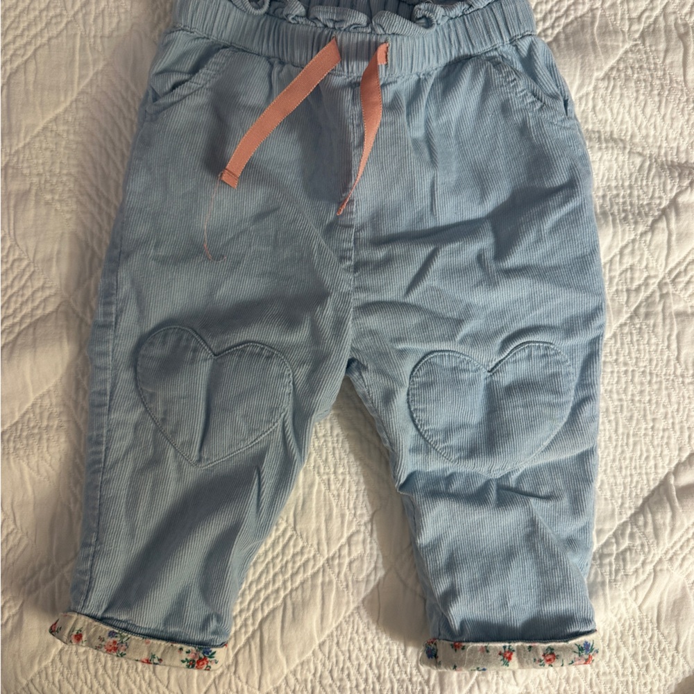 Baby Boden 6-9 months Blue Heart Patch Pants